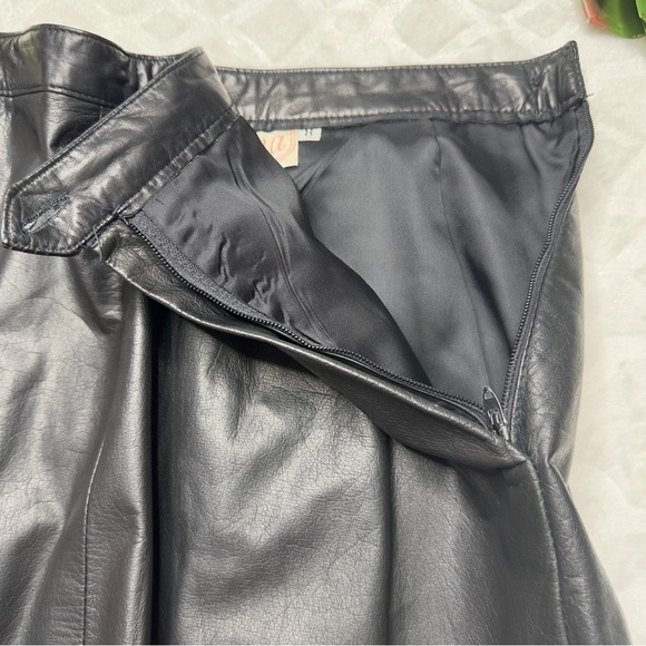 Vintage 1980s 80s Siena Black 100% Leather Midi Length Pencil Skirt Womens 8 - Picture 7 of 12